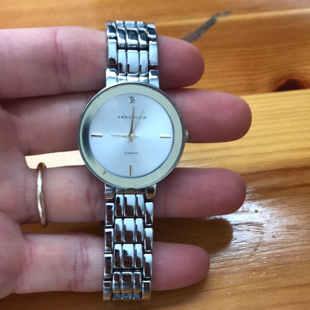 Anne Klein silver watch, with gold trim